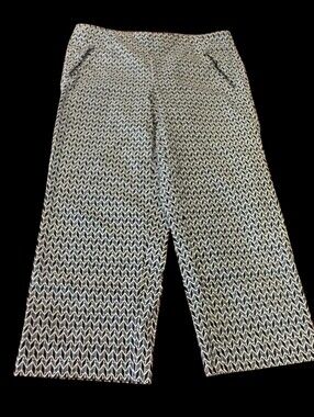 MICHELstudio Black & White Wide Leg Cropped Pants